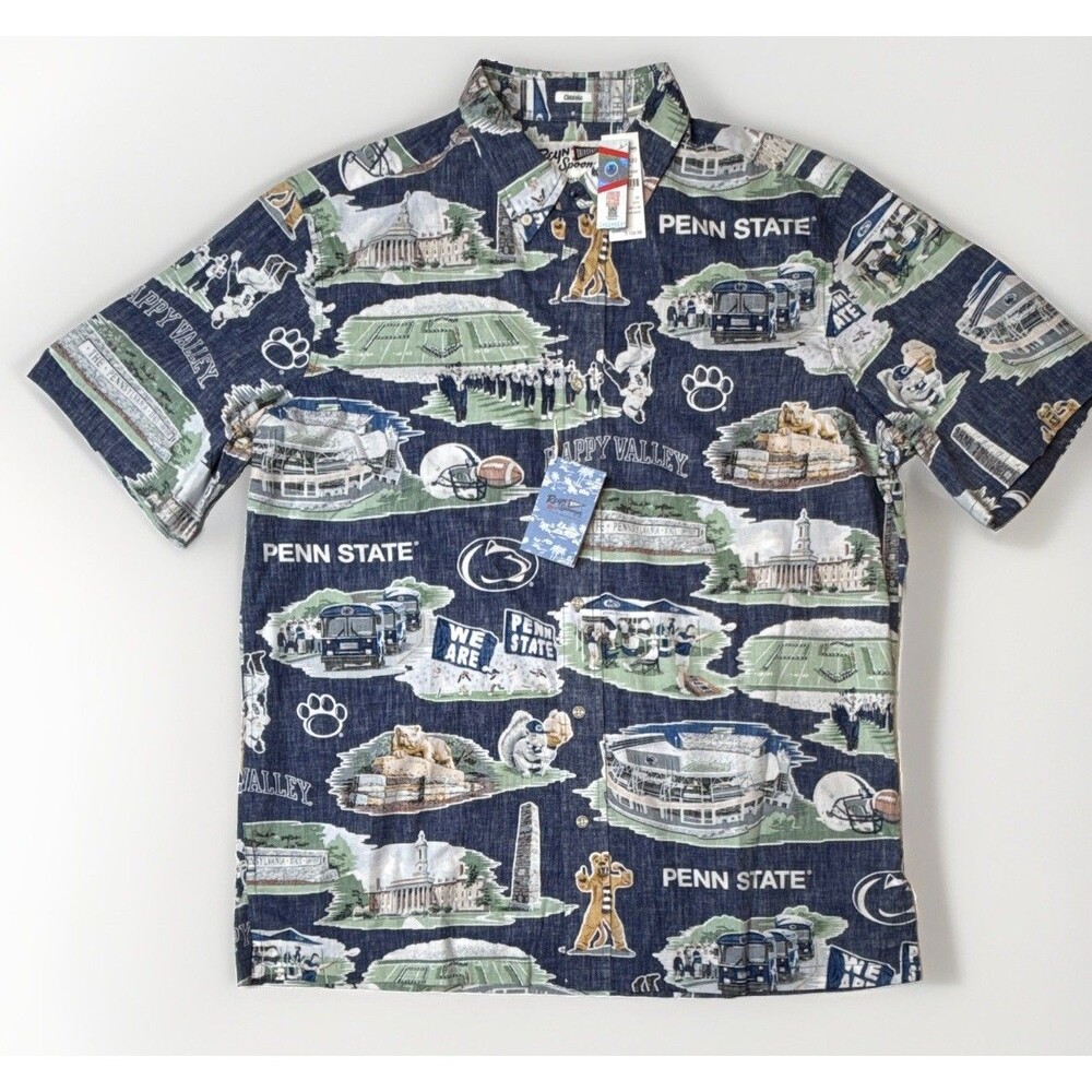 Penn State Nittany Lions Reyn Spooner Hawaiian Shirt Men's L Blue NCAA NEW $129